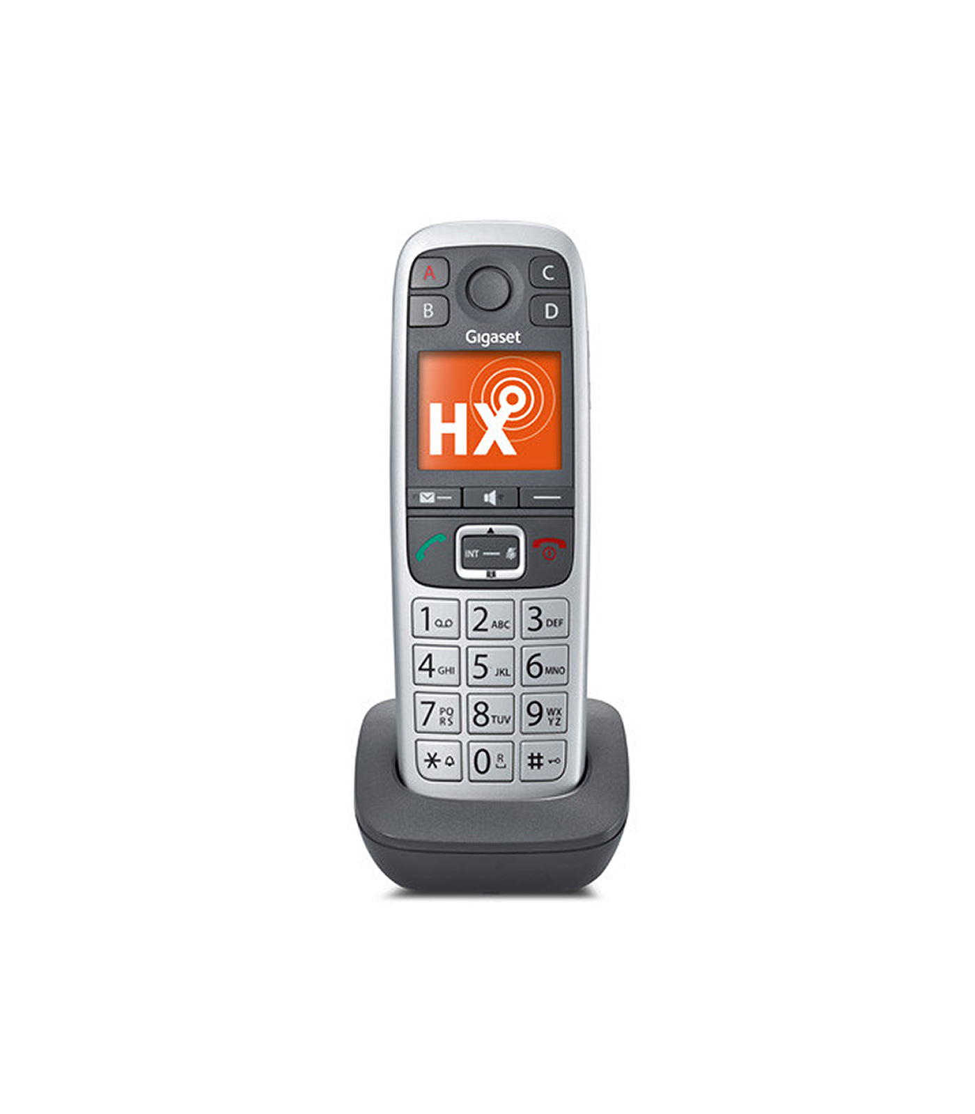 Gigaset E560HX, platin, DECT Telefon, Mobilteil und Ladeschale