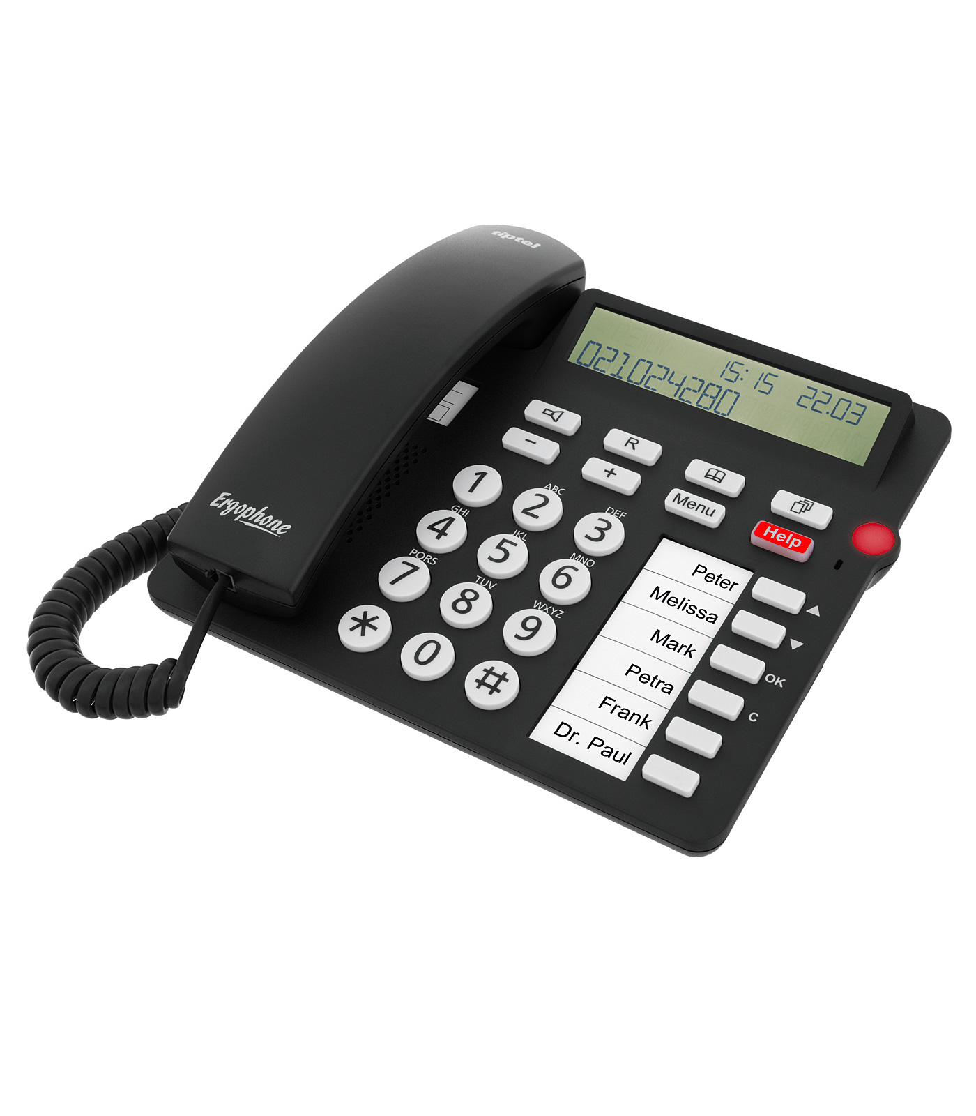 tiptel Ergophone 1300 schwarzblau Großtasten- Notruftelefon